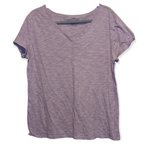 Faded Glory Lilac Faux Button Down Henley Short Sleeve Tee Shirt Top XL 16-18